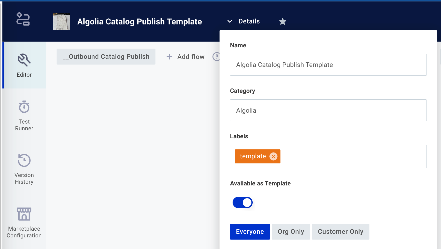 Create a new template of an integration